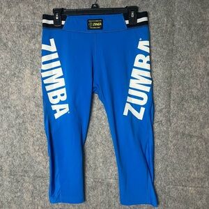 Zumba Woman‎ Size Large Blue Athletic Workout Capri Pants